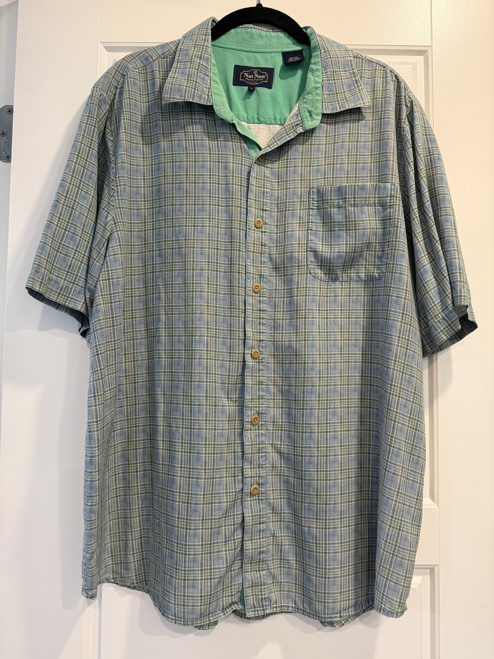 Nat Nast Luxury Originals 100% Silk Button Down Short Sleeve Top Mens Large‎